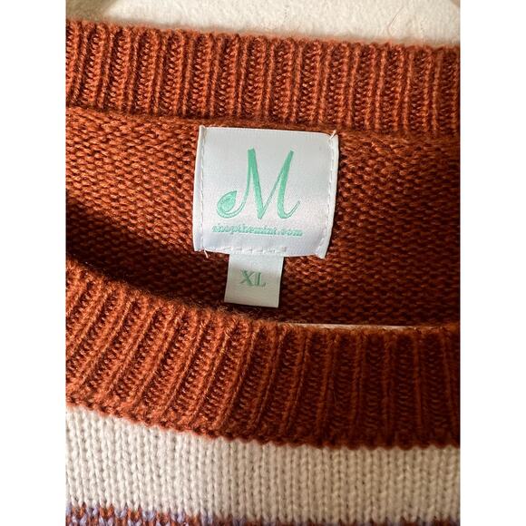 Shop the Mint Purple Orange Long Sleeve Stripe Sweater Sz XL - Picture 3 of 3